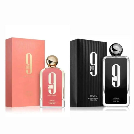 Afnan Perfume Set For Him & Her - 9am Pour Femme & 9pm Perfume